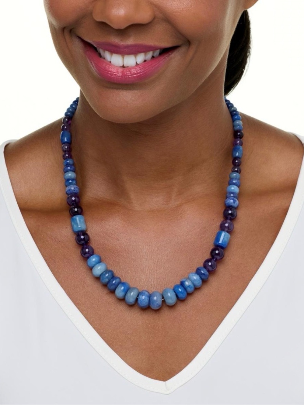 Jay King Sterling Silver Blue Quartz and Amethyst Bead 18" Necklace